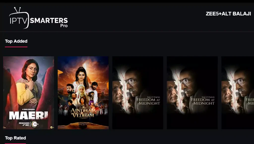 user friendly interface inside iptv smarter pro for for series