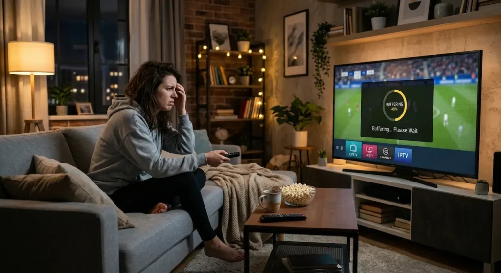 IPTV freezing issue on smart TV in UAE with buffering screen